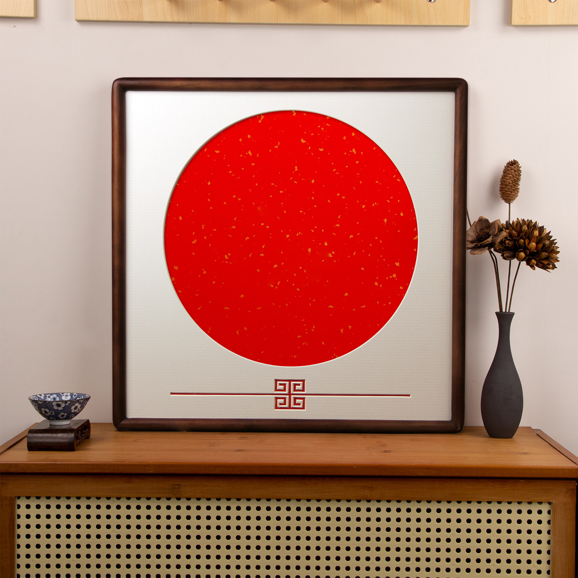 黑胡桃实木榫卯斗方33cm50cm画框
