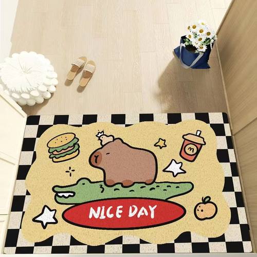 趣味卡通入户门丝圈地垫进门防滑家用脚垫客厅入门可裁剪玄关地毯