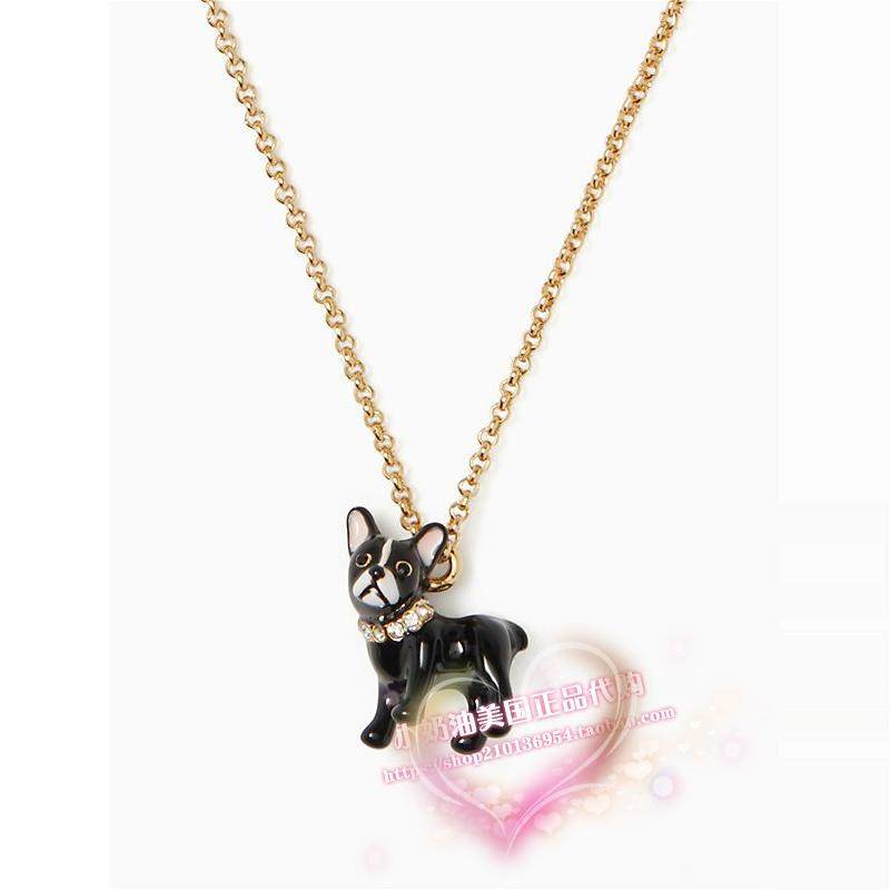 小奶油美国正品代购kate spade NewYork珐琅彩立体斗牛犬造型项链