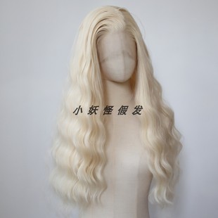 金色前蕾丝全头假发欧美辣妹风金发自然木马卷发高温丝整顶假发套