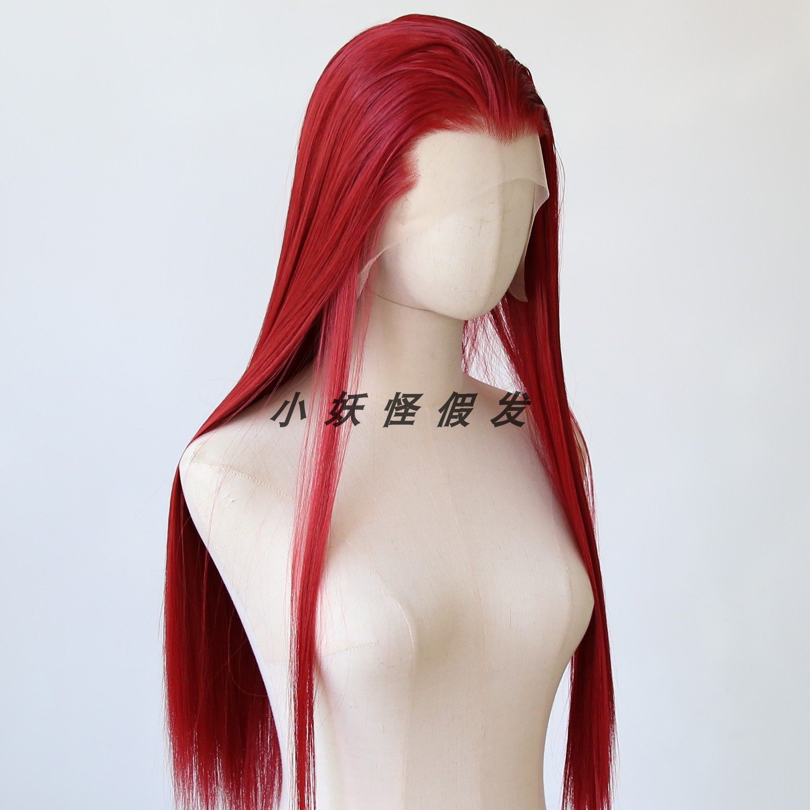 暗红色古风假发蕾丝化纤高温丝深红三尖假发套COS美人尖古装汉服