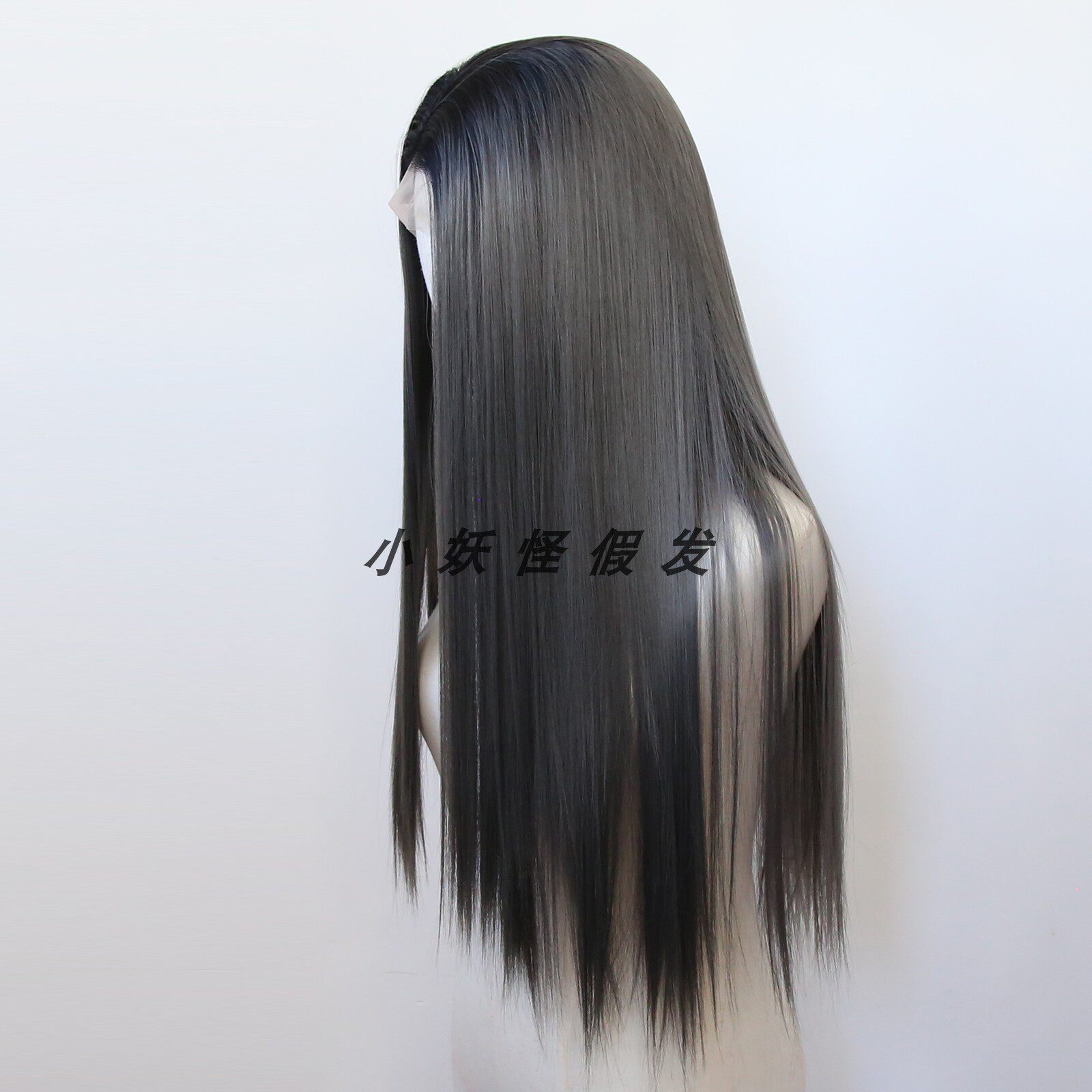 黑色渐变铅笔灰前蕾丝巴黎画染欧美风自然逼真cos高温丝整顶假发
