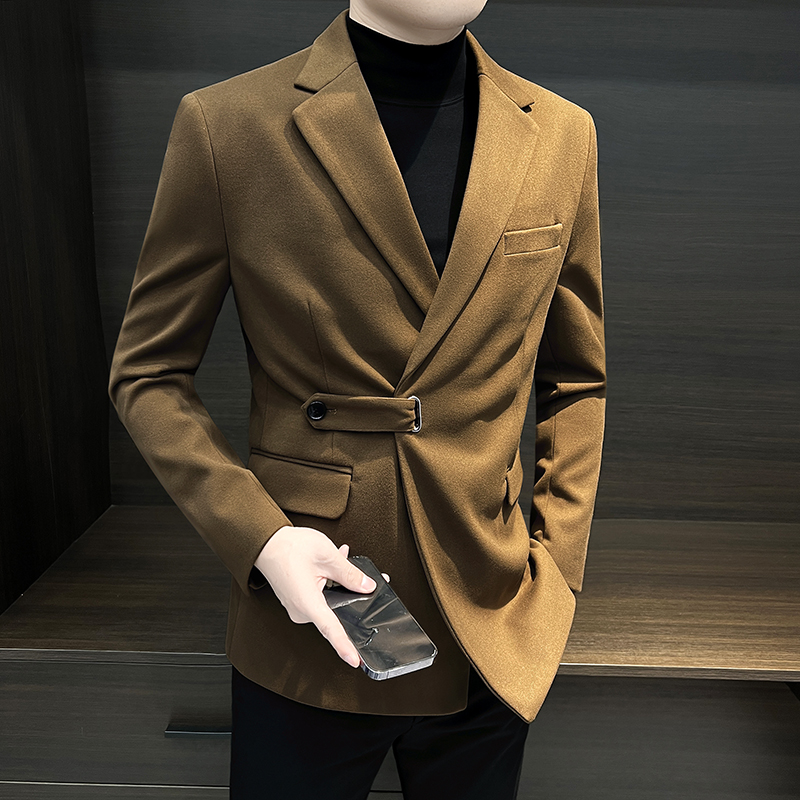 男士毛呢西装外套秋冬2025新款高级感痞帅商务男装呢子休闲1115h