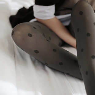 复古时髦感波点元 袜春秋丝袜80D 素天鹅绒打底袜美腿显瘦提花连裤