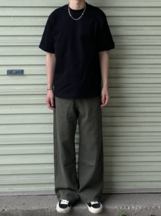 男女百搭拖地裤 休闲直筒做旧长裤 水洗cleanfit军绿色时尚 复古美式