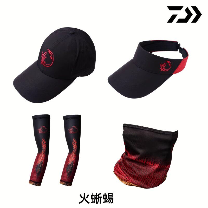DAIWA达瓦23火蜥蜴防晒服鸭舌帽渔夫帽防晒面罩套袖腿套面巾帽子