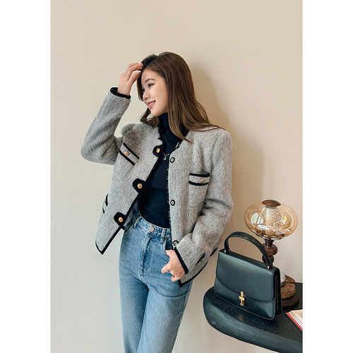 【双十一】小香风撞边短款外套春秋新款百搭宽松显瘦气质外套通勤