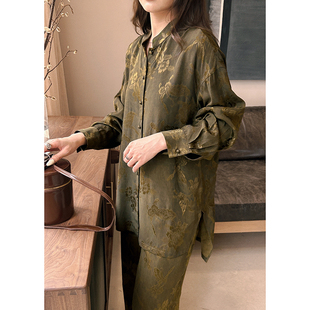 【618狂欢节】时尚简约气质单排多扣设计日常梦蝶提花长袖衬衫