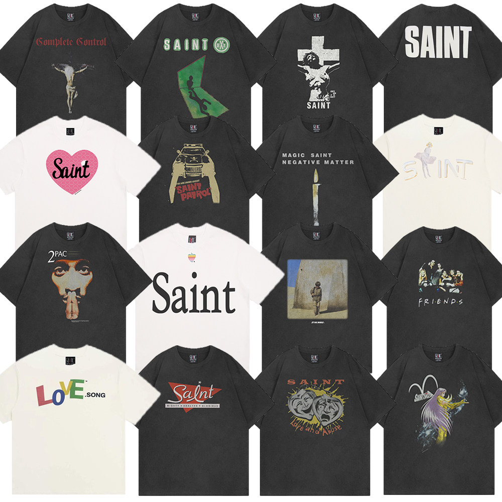 SAINTMICHAEL做旧洗水男士短袖
