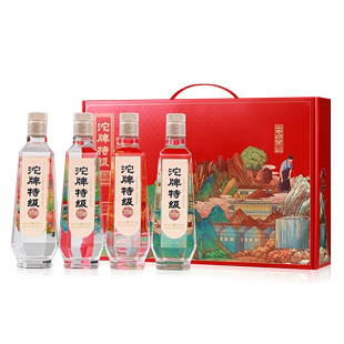 4瓶浓香型白酒送礼自饮小酌 沱牌特级开颜四季 礼盒50度480ml