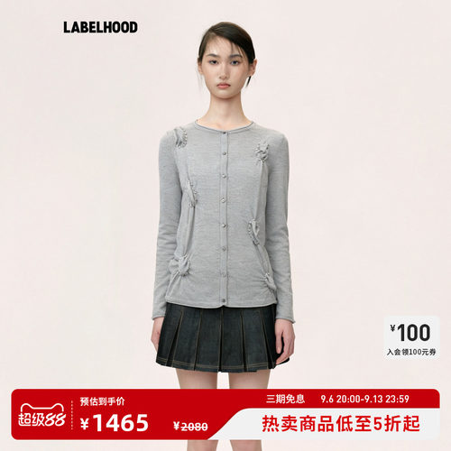 WMWM波点抽褶针织开衫