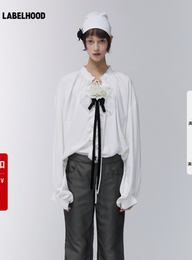 【SALE】【Assignments】蕾虎康乃馨缎带衬衫2025秋冬新款女上衣