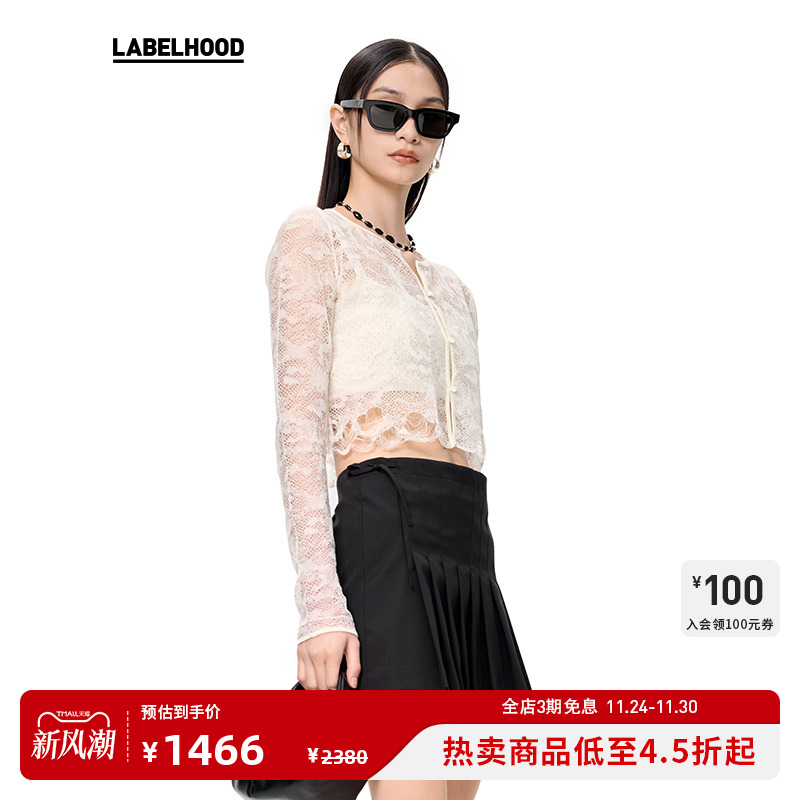 2023细针水母蕾丝短开衫