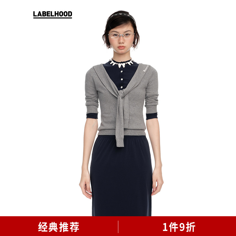 【SHUSHUTONG】蕾虎时尚系带针织上衣秋冬流行简约女装针织衫