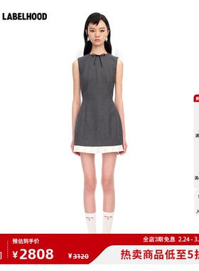 【SHUSHUTONG】蕾虎秋冬时尚百褶边无袖修身连衣裙经典款裙装女