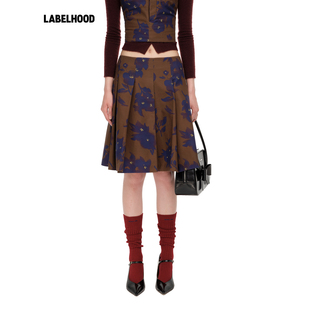 【SALE】【SHUSHUTONG】蕾虎拼接花边宽褶半裙精致百搭秋冬裙子女