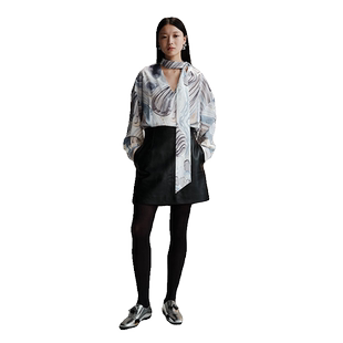 【SALE】【HIDEMI×LABELHOOD】蕾虎联名印花丝巾衬衫上衣女秋冬