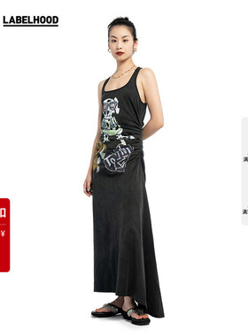 【SALE】【TRINITE×LABELHOOD】蕾虎设计感时尚做旧涂鸦连衣裙女
