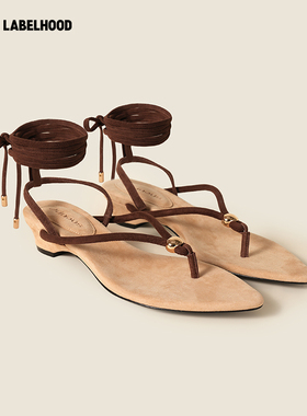 【ORINOUS】蕾虎时尚百搭潮流尖头绑带凉鞋设计师秋冬女装鞋子