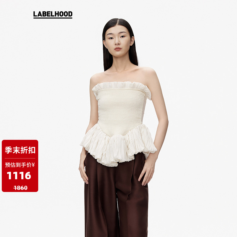 ASSIGNMENTS打揽拼接褶饰上衣