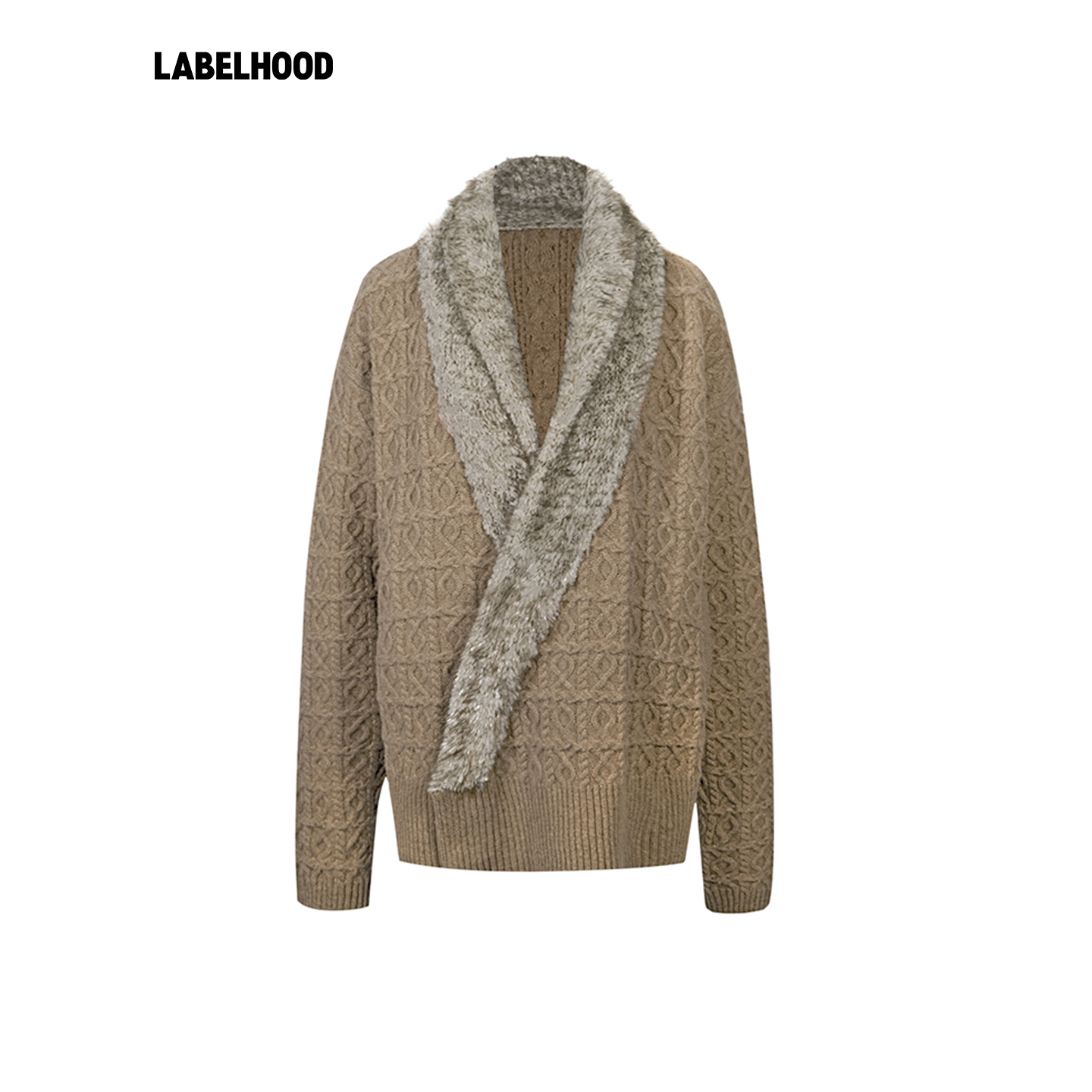 NANKNITS毛领机理粗针外套