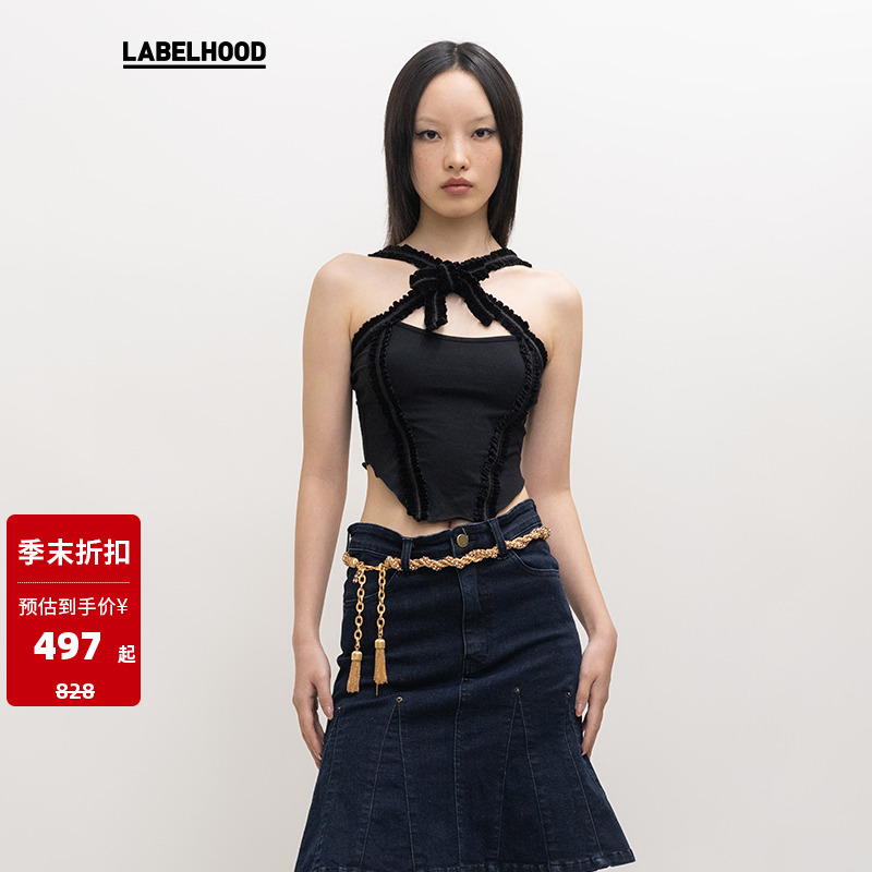 黑色吊带LABELHOOD蝴蝶结