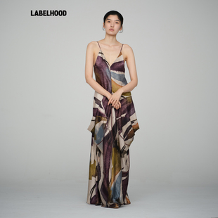 【YANGKEHAN】蕾虎复古紫堇珠缎双兜连衣裙2025秋冬新款女装裙子