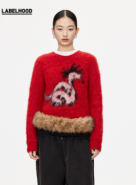 【SALE】【TRINITE×LABELHOOD】蕾虎秋冬豹纹毛衣环保皮草卫裤