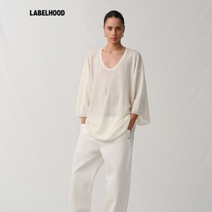 蕾虎时尚 neck深U领宽松针织T恤秋冬流行明星同款 Liegee