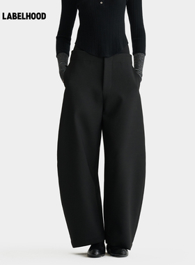 【deepmoss】蕾虎层次腰头羊毛混纺香蕉裤2025秋冬新款女装裤子