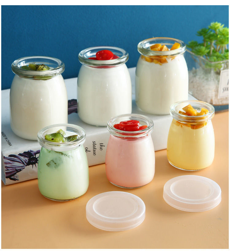 便携可爱家用带盖酸奶杯玻璃