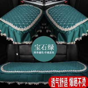 汽车坐垫无靠背三件套单片防滑亚麻布艺蕾丝四季 四季 通用全包座垫