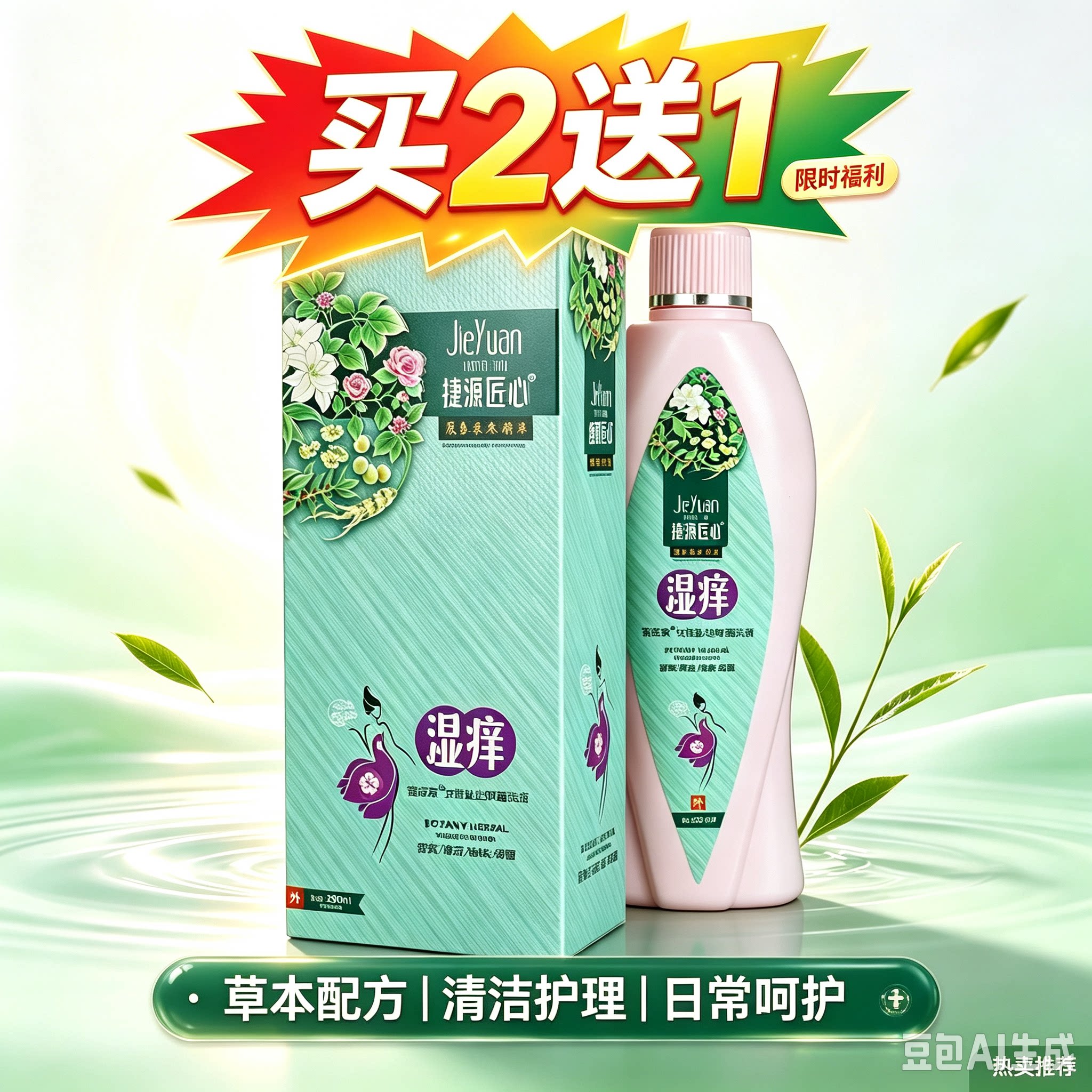 买2送1 捷源匠心湿痒密语泉女性私处抑菌洗液清洁护理抑菌洗液