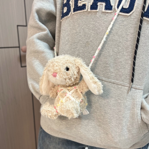 适用Jellycatyummy甜美兔出门外带包邦尼兔娃衣钩织斜挎包包网兜