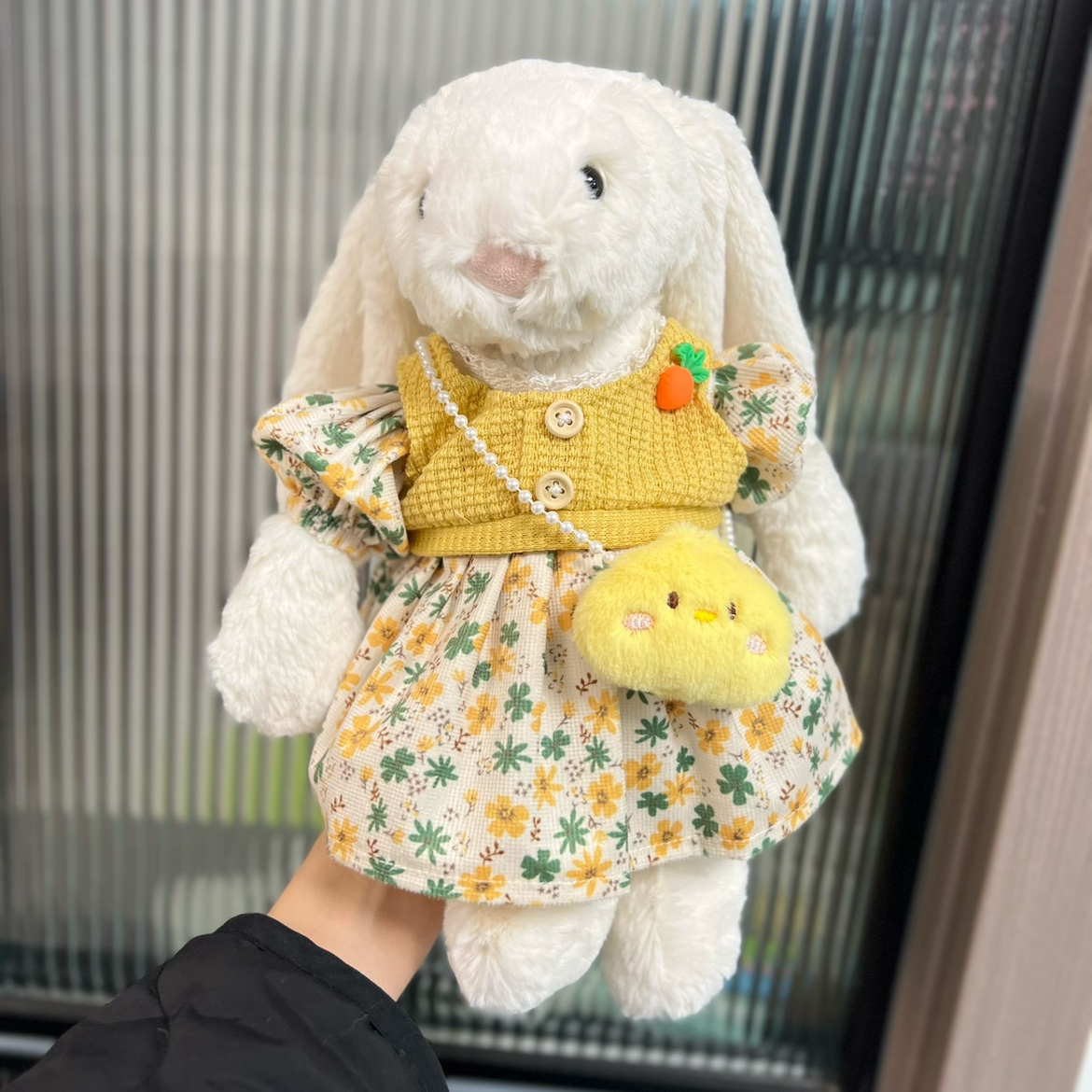 Jellycat31cm邦尼兔子娃衣春天玩偶衣服马甲连衣裙子斜挎包包套装