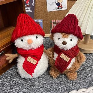 适用于jellycat18cm小雪人玩偶圣诞红色帽围巾little麋鹿头套衣服