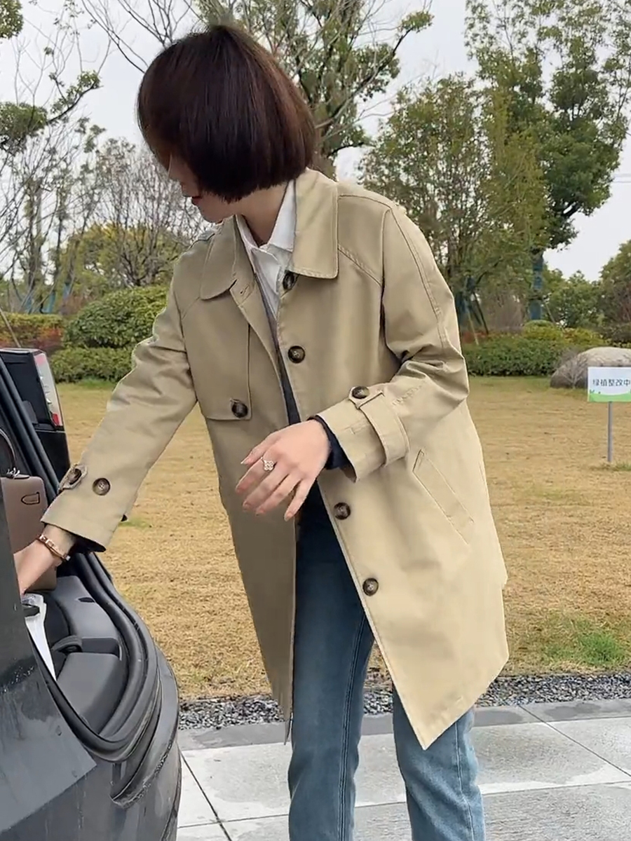 2025新款春秋季气质休闲风衣外套女中长款韩版宽松显瘦小个子大衣