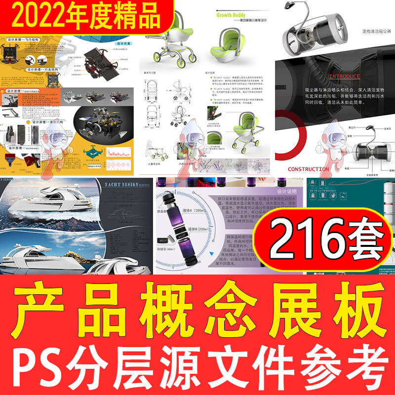 ps工业产品设计展板效果分析图文字说明排版设计模板psd文件素材