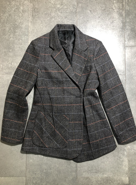 专柜气质款暗格纹西装休闲斜门襟个性外套（直接拍付/收货退运）