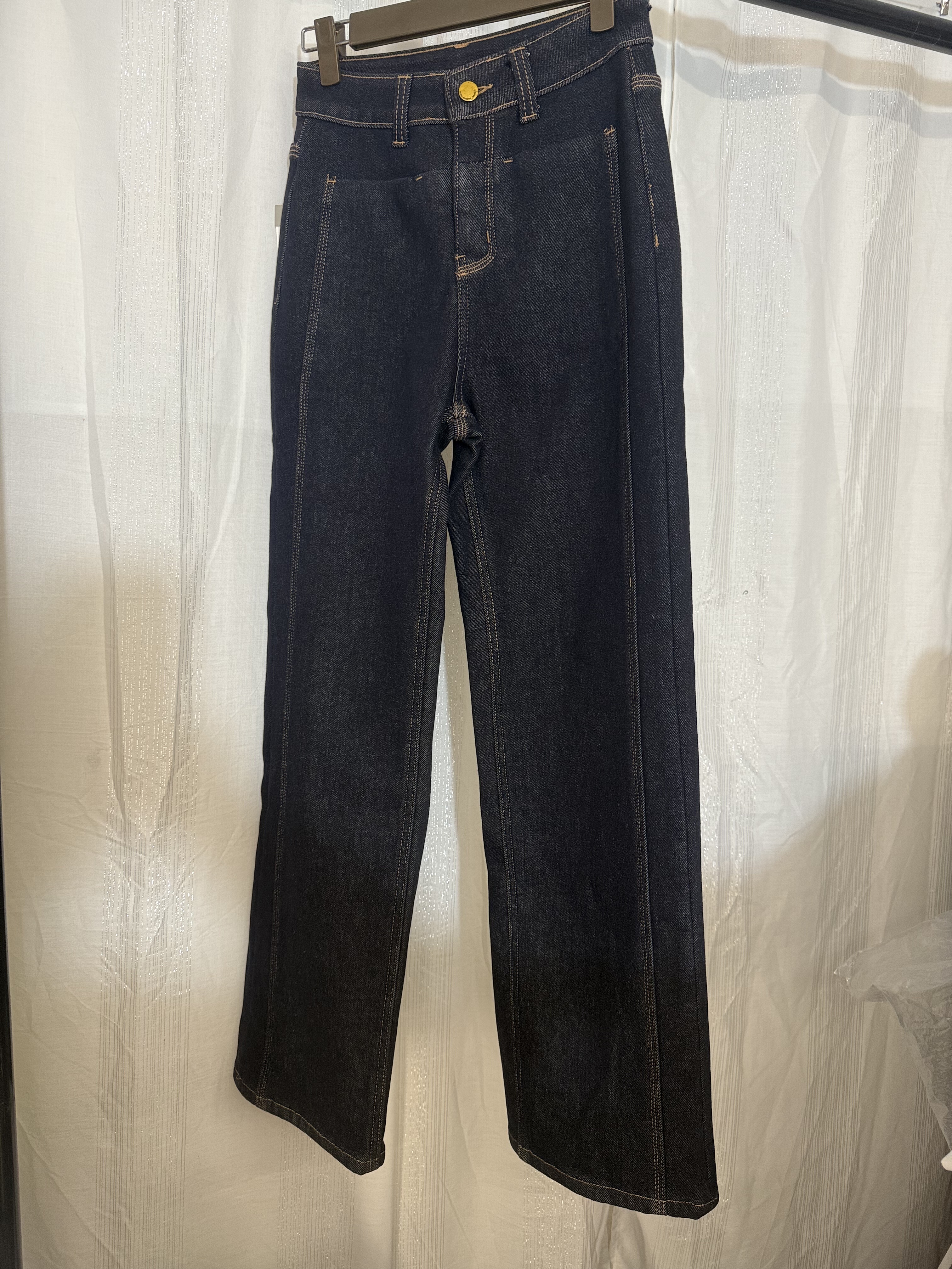 加绒直筒牛仔裤 直接拍付收货退运