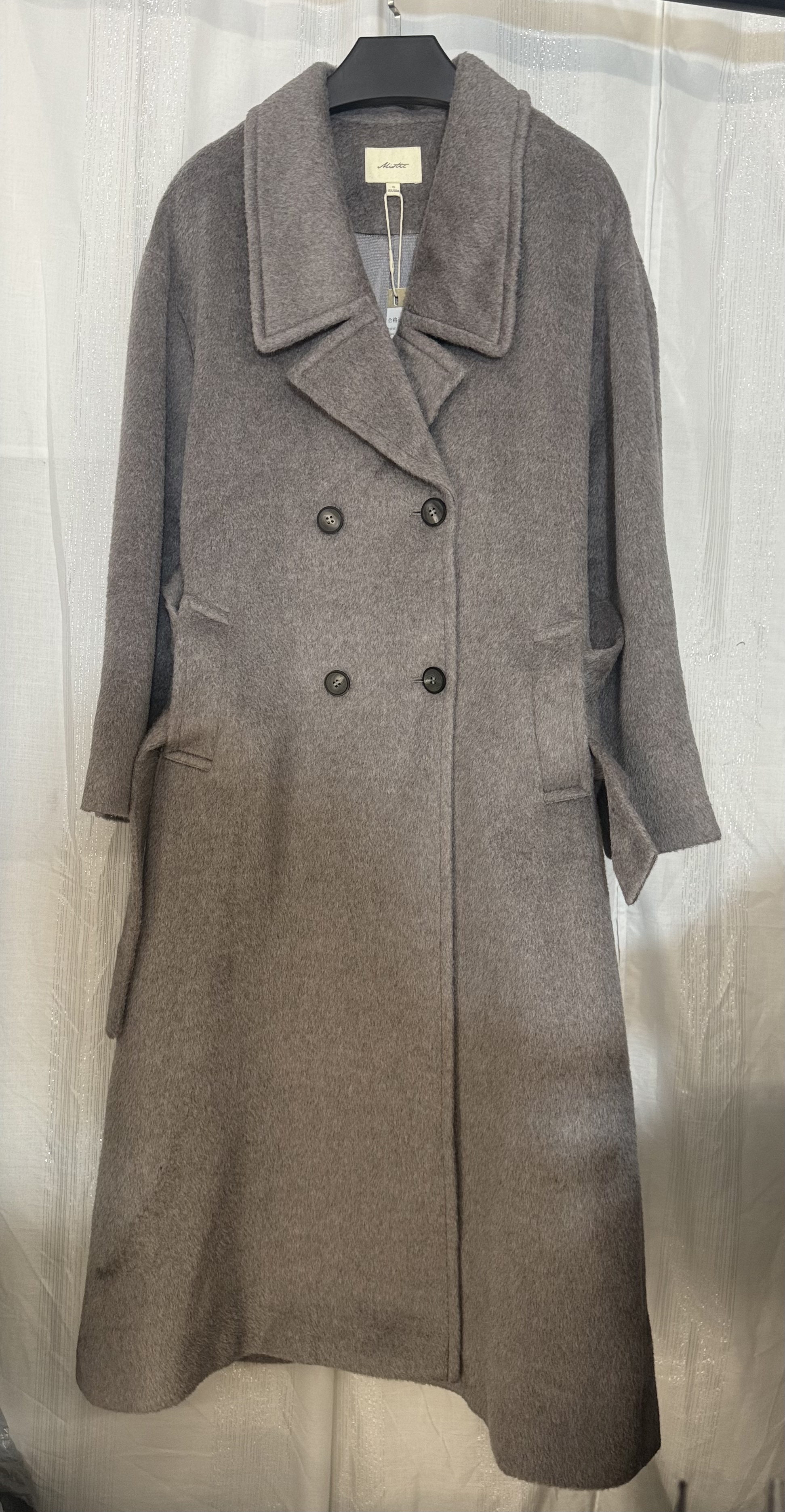 法*轻奢 高端灰色双排扣羊毛大衣 原4000+直接拍付收货退运