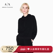 ARMANI 女连帽半拉链套头宽松运动风卫衣 新款 EXCHANGE 阿玛尼冬季