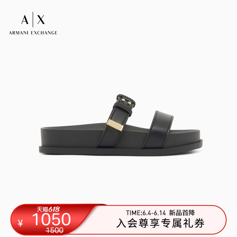 ARMANI EXCHANGE/阿玛尼26年夏季新款女士双袢带一脚蹬平底凉鞋