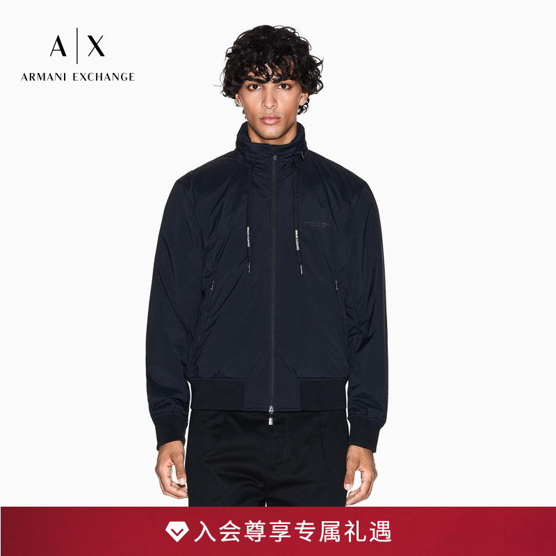 AX/阿玛尼男士立领徽标印花棉服