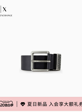 【礼物】ARMANI EXCHANGE/阿玛尼男士牛剖层革老钱风针扣腰带皮带