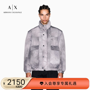 新款 阿玛尼冬季 男立领廓型机能面包夹克棉服外套 EXCHANGE ARMANI