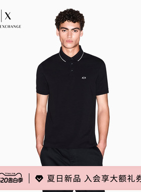 ARMANI EXCHANGE/阿玛尼春夏新款男士翻领短袖正肩商务刺绣Polo衫