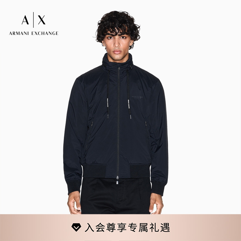 AX/阿玛尼男士立领徽标印花棉服