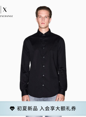 ARMANI EXCHANGE/阿玛尼男士长袖刺绣商务通勤西装衬衫上衣官方