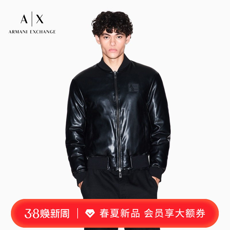 ARMANI EXCHANGE/阿玛尼冬季新款男士短款棒球领飞行夹克棉服外套
